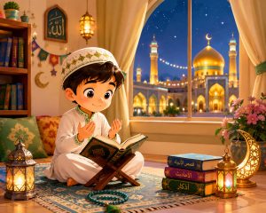 طرح رنگ‌آمیزی مذهبی کودک | مسجد ایرانی و قرآن