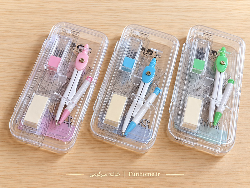 Colourful Geometry Compass Sets ست پرگار اتودی دانشآموزی همراه با ابزارهای رسم هندسی