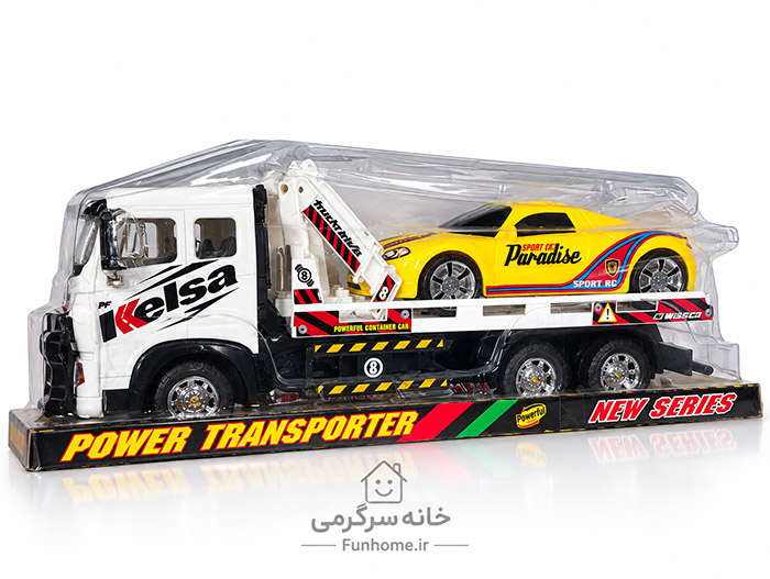 ماشین حمل خودرو اسباب بازی Power Transporter با ماشین اسپرت زرد