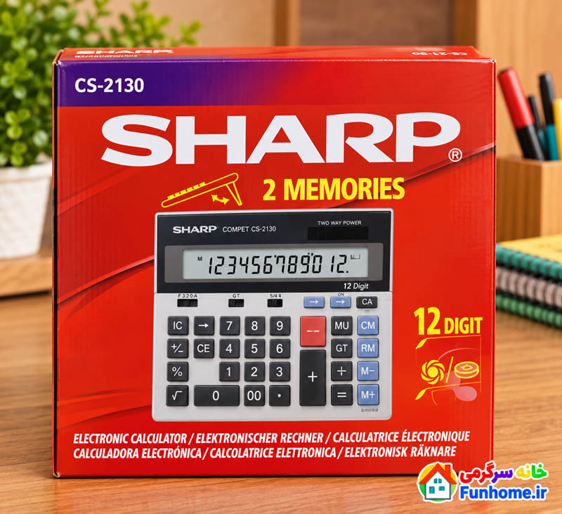 ماشین حساب رومیزی شارپ SHARP CS-2130 دوازده رقمی با دو حافظه