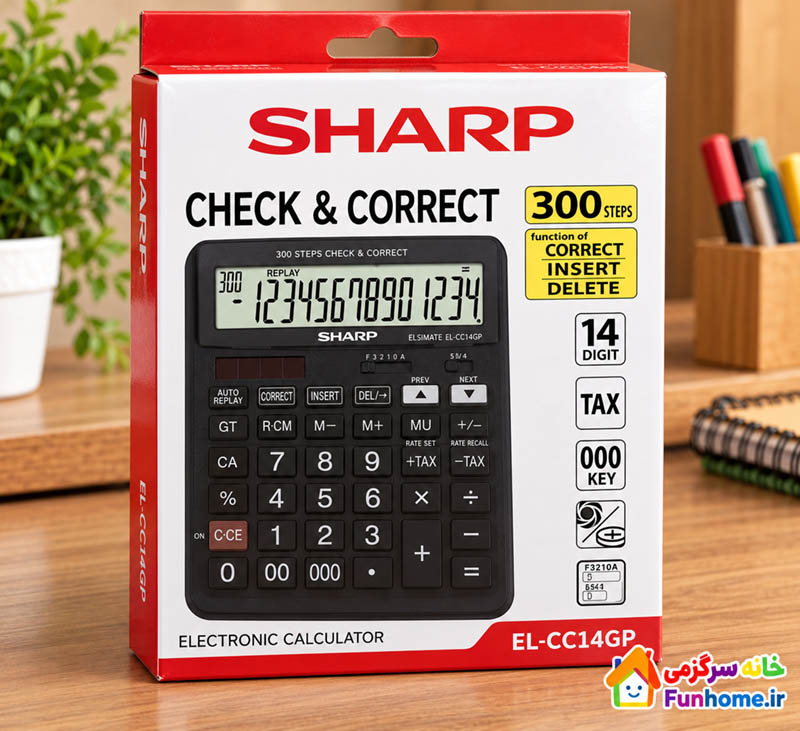 ماشین حساب رومیزی شارپ SHARP EL-CC14GP چهارده رقمی