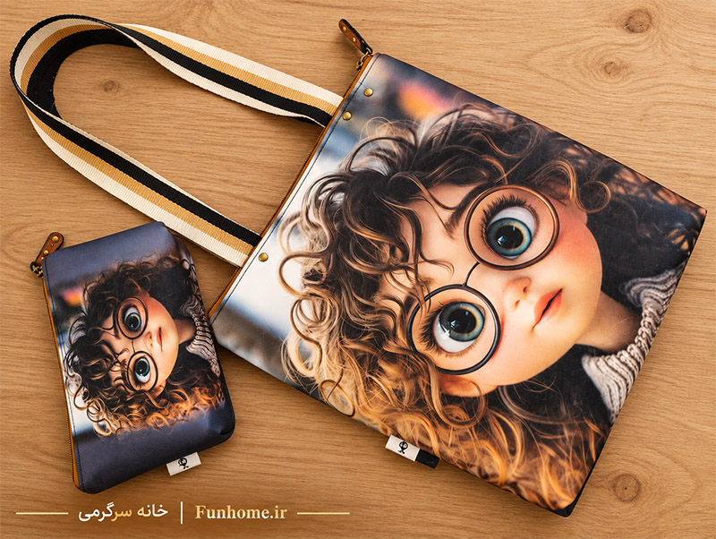 Tote and Pouch Character Set توتبگ برزنتی چاپ اختصاصی همراه با کیف کوچک | آستردار و قابل شستوشو