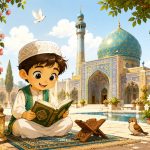 طرح رنگ‌آمیزی مذهبی کودک | مسجد ایرانی و قرآن