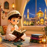 طرح رنگ‌آمیزی مذهبی کودک | مسجد ایرانی و قرآن