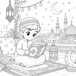 طرح رنگ‌آمیزی مذهبی کودک | مسجد ایرانی و قرآن